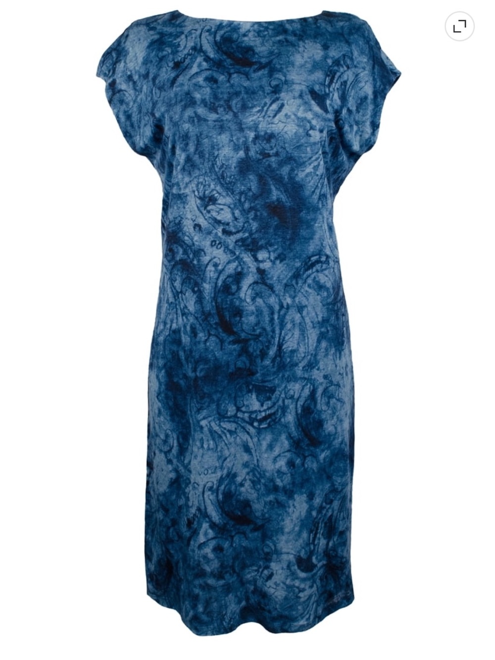 Lauren Ralph Lauren Blue Linen Dress Small Abstract Print Lined Shift